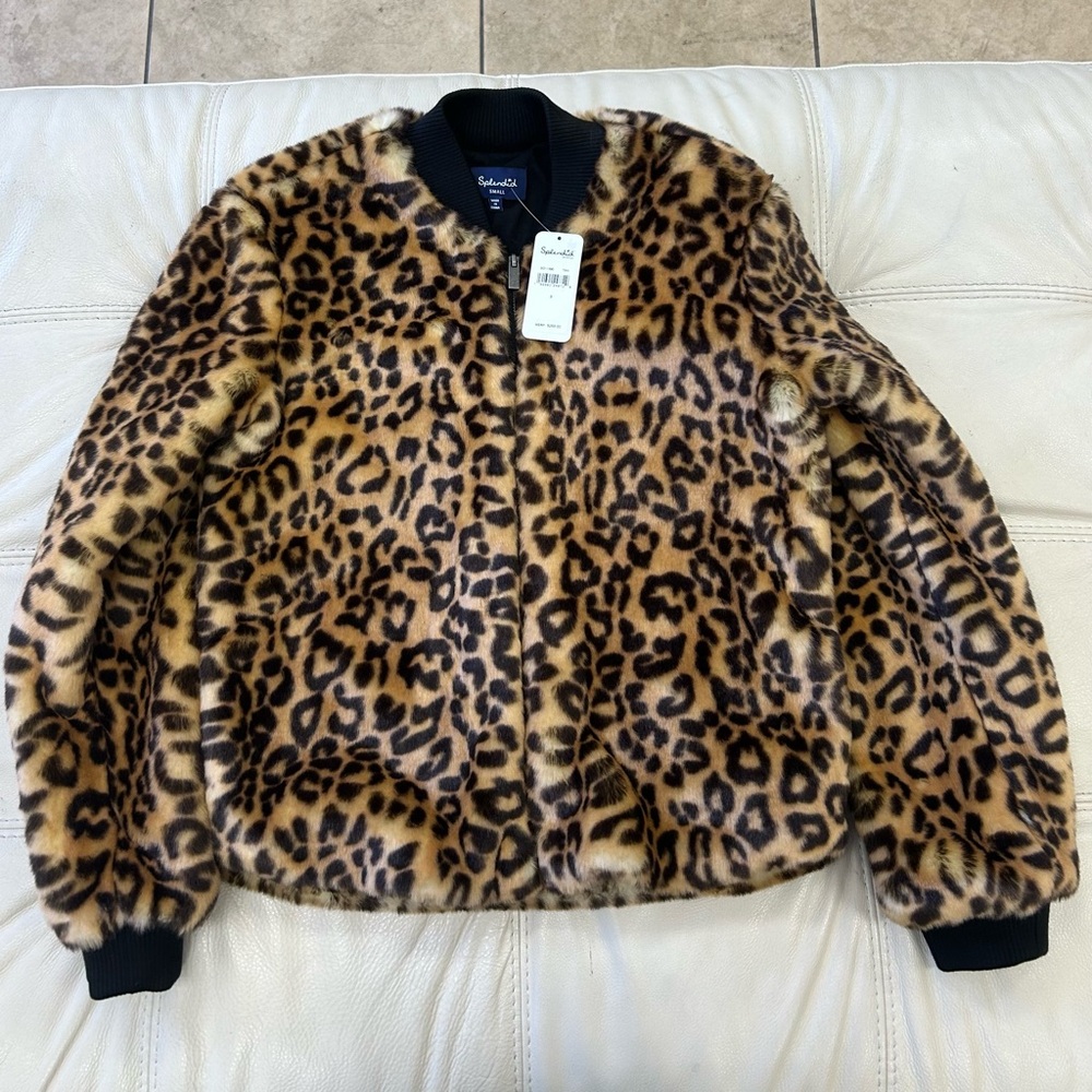NWT Splendid Leopard Print Furry Jacket